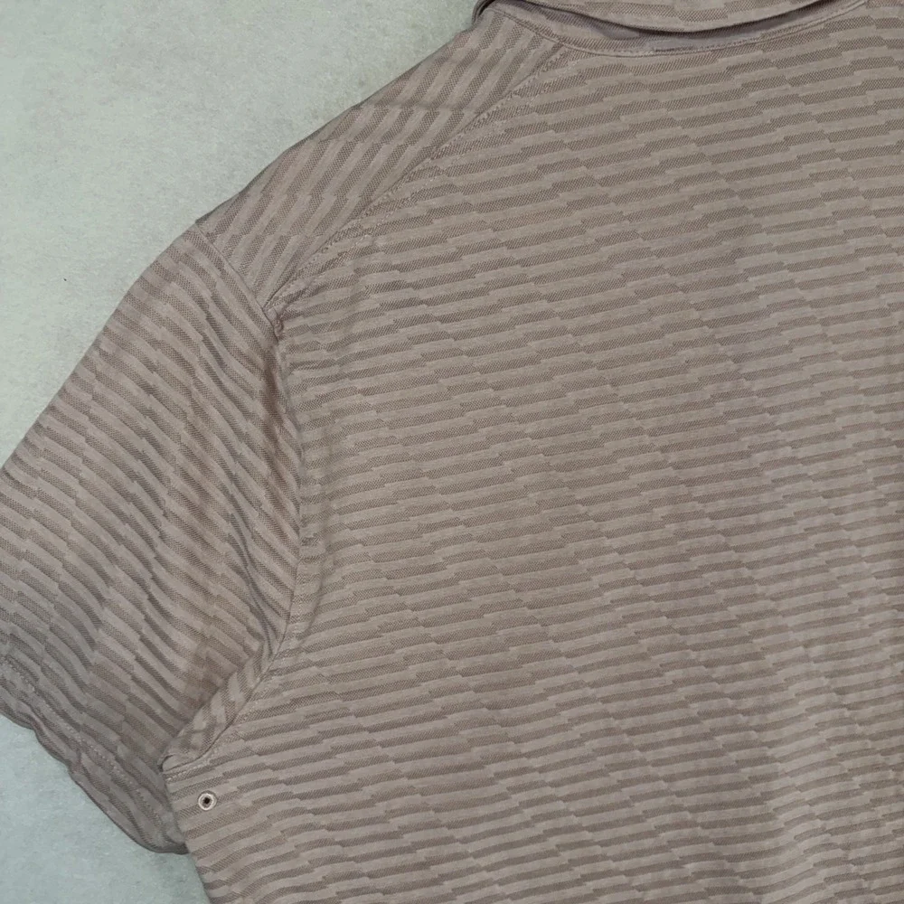 Nike Dri-FIT Standard‎ Fit Polo Shirt Men's L Pink Striped Golf Comfort